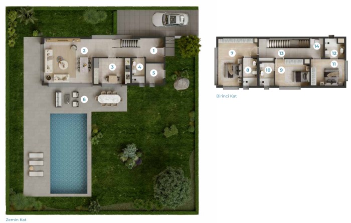 3+1 Dubleks Villa planı